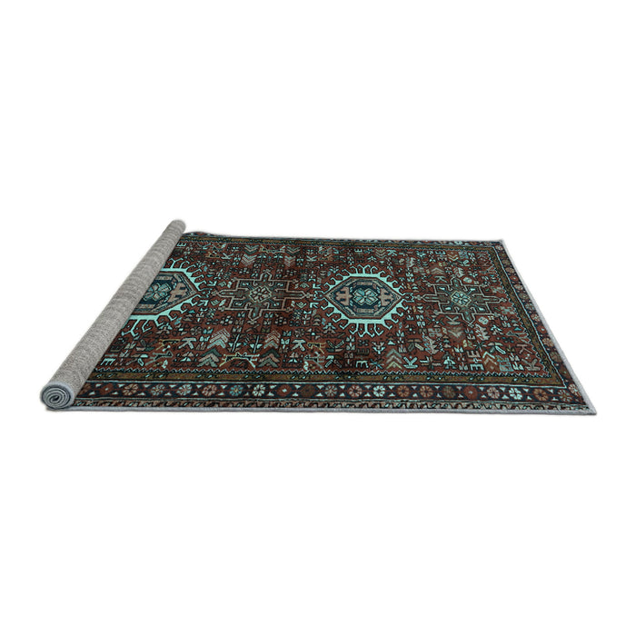 Sideview of Machine Washable Persian Light Blue Traditional Rug, wshtr2334lblu
