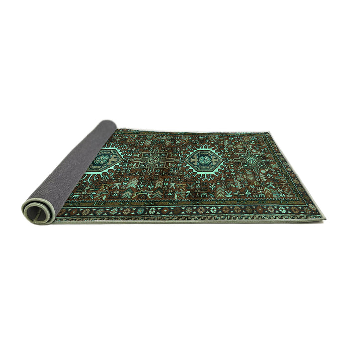 Sideview of Persian Turquoise Traditional Rug, tr2334turq