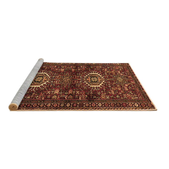 Sideview of Machine Washable Persian Brown Traditional Rug, wshtr2334brn