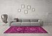 Machine Washable Persian Pink Traditional Rug in a Living Room, wshtr2334pnk