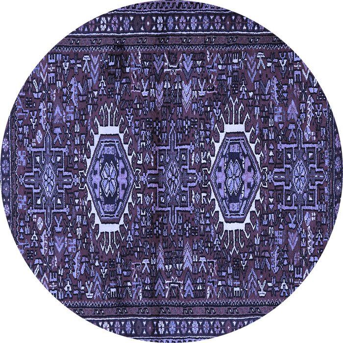 Round Machine Washable Persian Blue Traditional Rug, wshtr2334blu