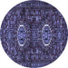 Round Machine Washable Persian Blue Traditional Rug, wshtr2334blu