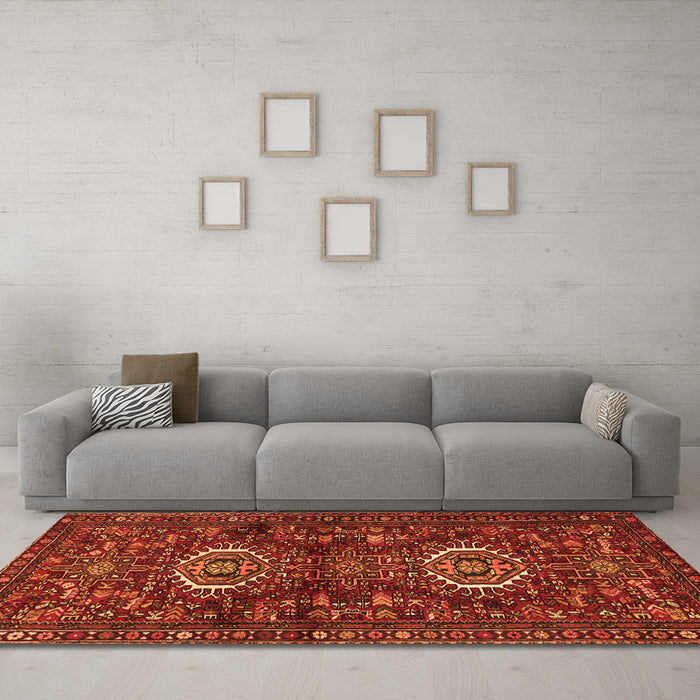 Machine Washable Persian Orange Traditional Area Rugs in a Living Room, wshtr2334org