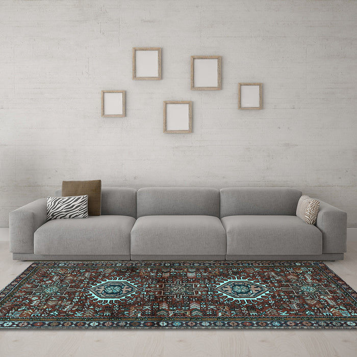 Machine Washable Persian Light Blue Traditional Rug in a Living Room, wshtr2334lblu