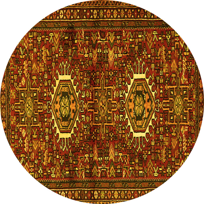 Round Machine Washable Persian Yellow Traditional Rug, wshtr2334yw
