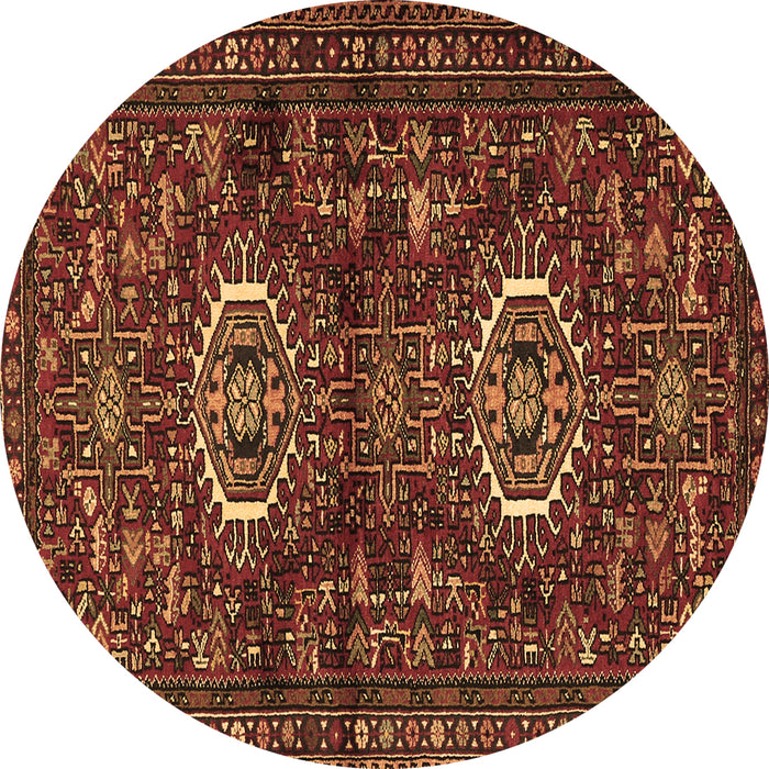 Round Persian Brown Traditional Rug, tr2334brn
