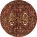 Round Persian Brown Traditional Rug, tr2334brn
