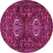 Round Machine Washable Persian Pink Traditional Rug, wshtr2334pnk