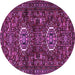 Round Machine Washable Persian Purple Traditional Area Rugs, wshtr2334pur