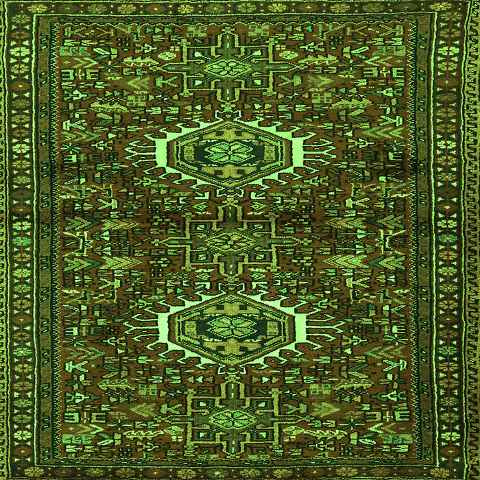 Round Machine Washable Persian Green Traditional Area Rugs, wshtr2334grn