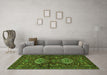 Machine Washable Persian Green Traditional Area Rugs in a Living Room,, wshtr2334grn