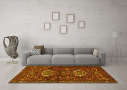 Machine Washable Persian Yellow Traditional Rug in a Living Room, wshtr2334yw