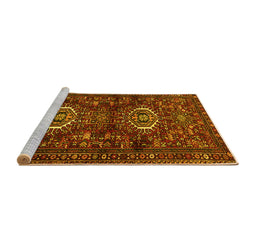 Sideview of Machine Washable Persian Yellow Traditional Rug, wshtr2334yw
