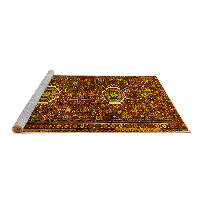 Sideview of Machine Washable Persian Yellow Traditional Rug, wshtr2334yw