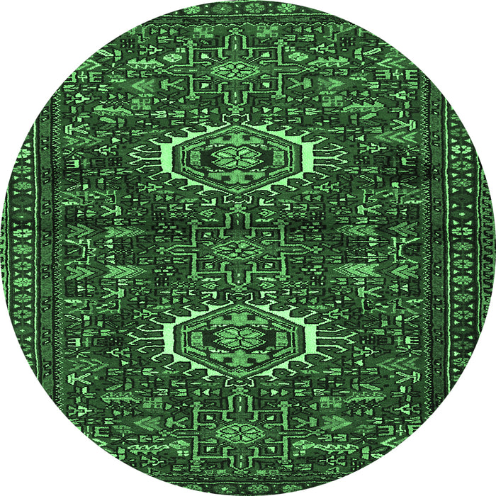 Round Persian Emerald Green Traditional Rug, tr2334emgrn