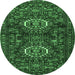 Round Persian Emerald Green Traditional Rug, tr2334emgrn