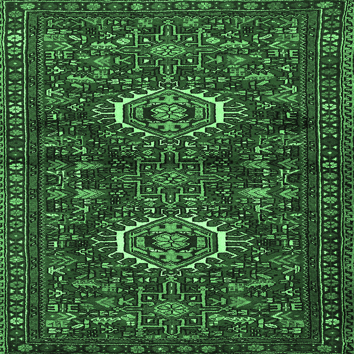 Square Machine Washable Persian Emerald Green Traditional Area Rugs, wshtr2334emgrn