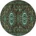 Round Persian Turquoise Traditional Rug, tr2334turq
