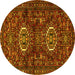 Round Persian Yellow Traditional Rug, tr2334yw
