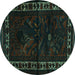 Round Persian Turquoise Traditional Rug, tr2335turq