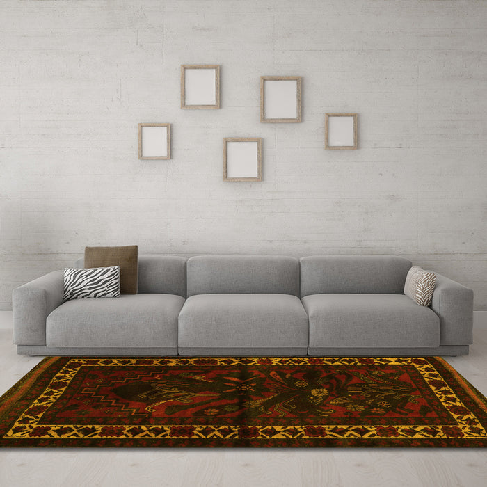 Machine Washable Persian Yellow Traditional Rug in a Living Room, wshtr2335yw