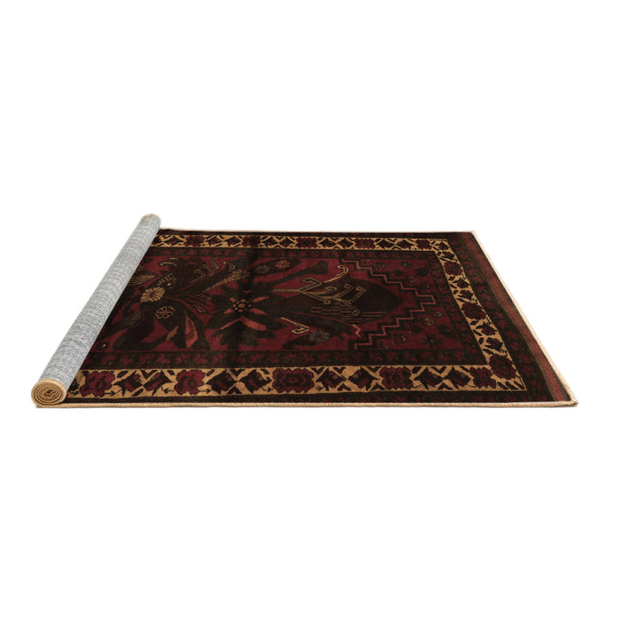 Sideview of Machine Washable Persian Brown Traditional Rug, wshtr2335brn