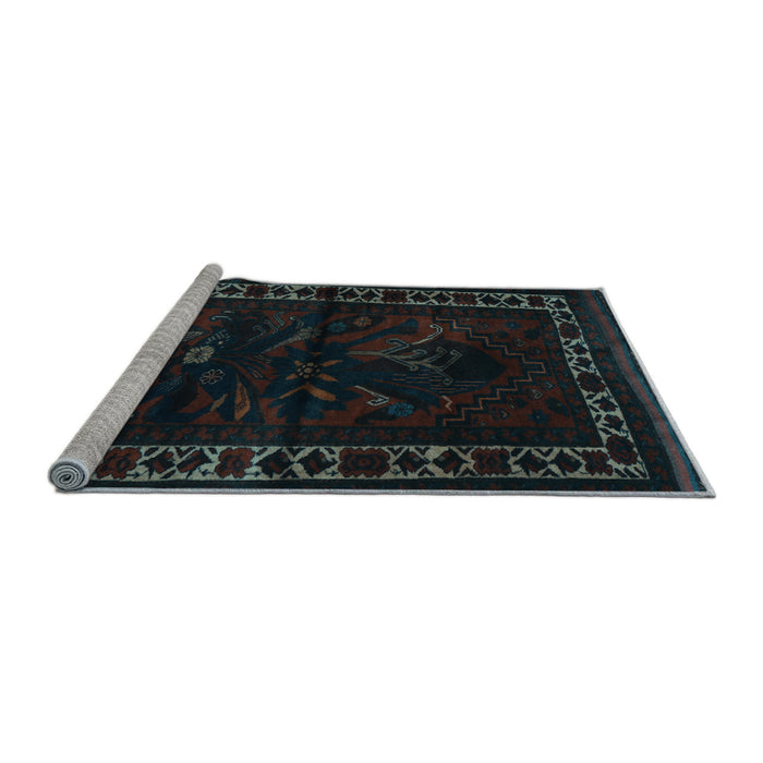 Sideview of Machine Washable Persian Light Blue Traditional Rug, wshtr2335lblu