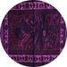 Round Machine Washable Persian Purple Traditional Area Rugs, wshtr2335pur