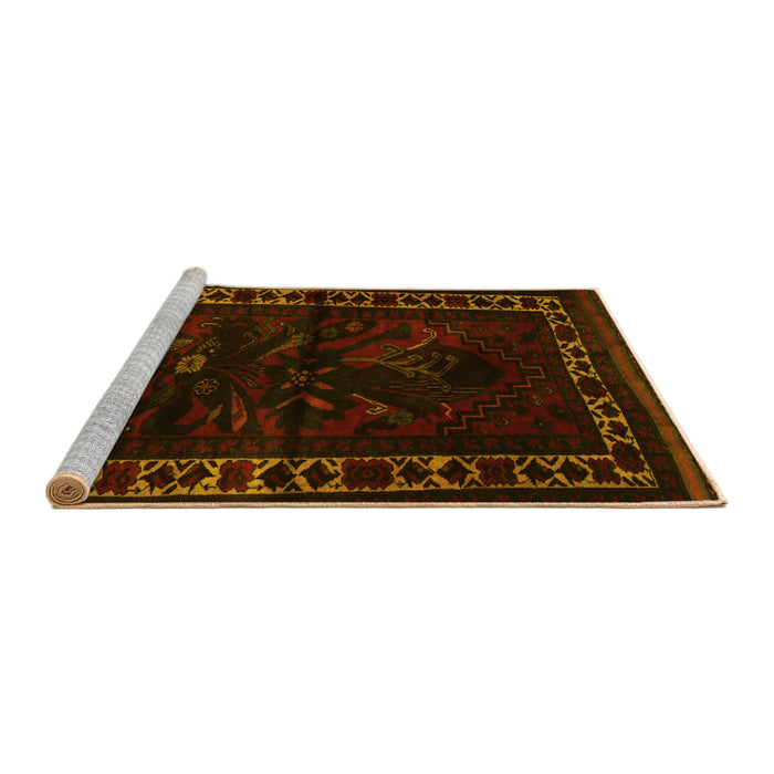 Sideview of Machine Washable Persian Yellow Traditional Rug, wshtr2335yw