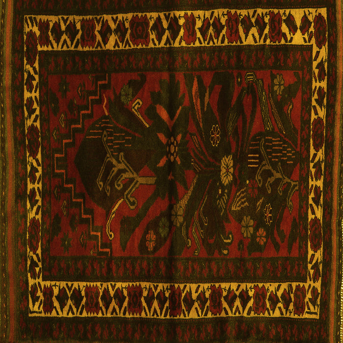 Square Machine Washable Persian Yellow Traditional Rug, wshtr2335yw