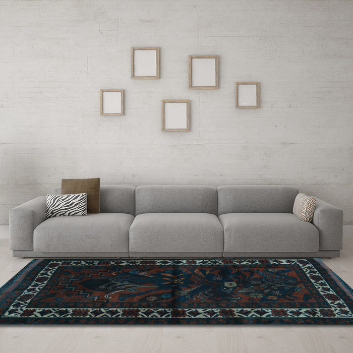 Machine Washable Persian Light Blue Traditional Rug in a Living Room, wshtr2335lblu