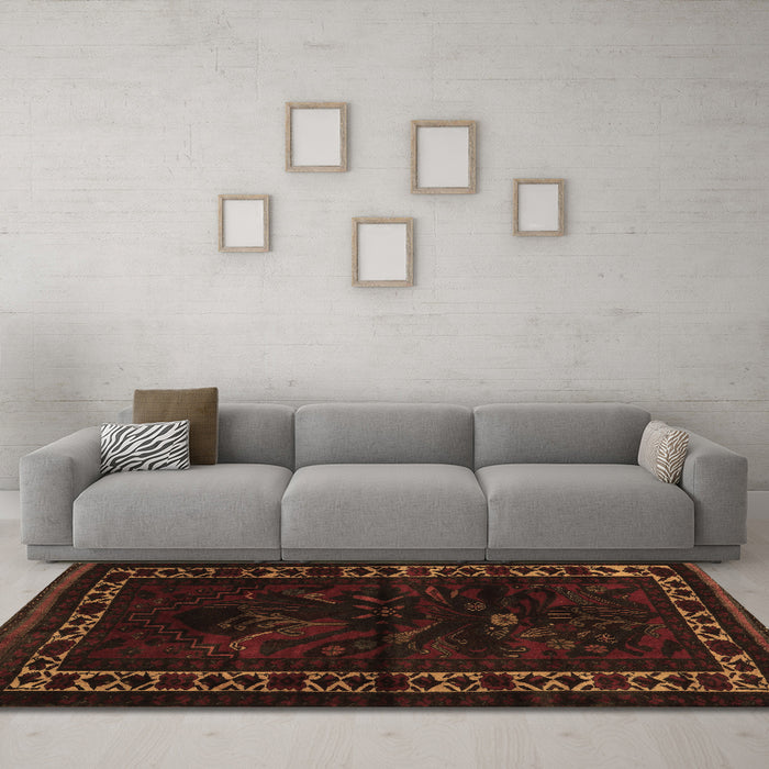 Machine Washable Persian Brown Traditional Rug in a Living Room,, wshtr2335brn
