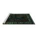 Sideview of Machine Washable Persian Turquoise Traditional Area Rugs, wshtr2335turq