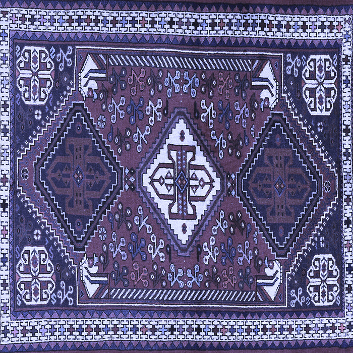 Square Machine Washable Persian Blue Traditional Rug, wshtr2336blu