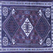 Square Machine Washable Persian Blue Traditional Rug, wshtr2336blu