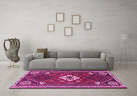 Machine Washable Persian Pink Traditional Rug, wshtr2336pnk