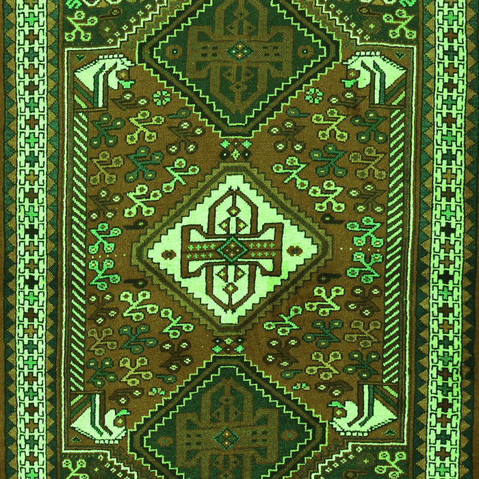 Serging Thickness of Machine Washable Persian Green Traditional Area Rugs, wshtr2336grn