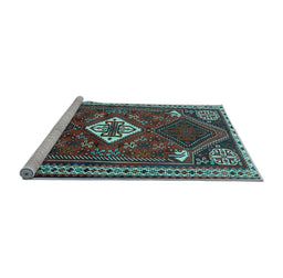 Sideview of Machine Washable Persian Light Blue Traditional Rug, wshtr2336lblu
