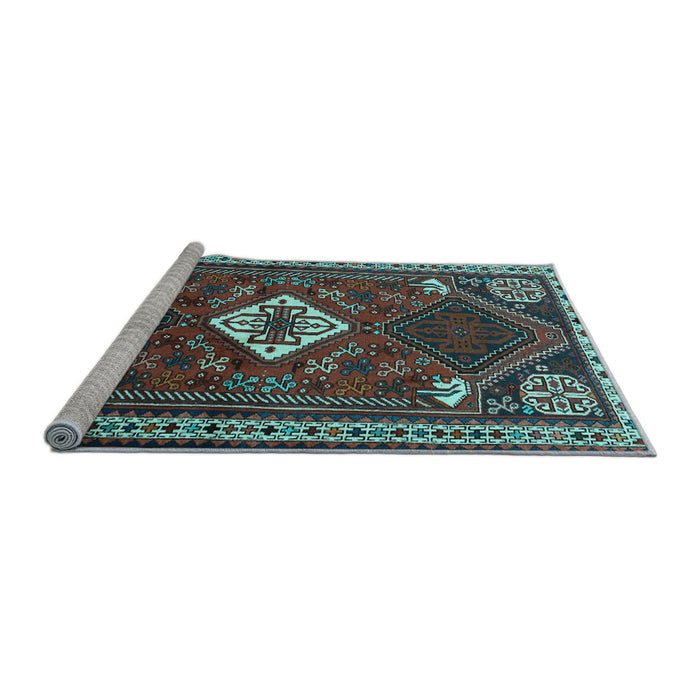 Sideview of Machine Washable Persian Light Blue Traditional Rug, wshtr2336lblu