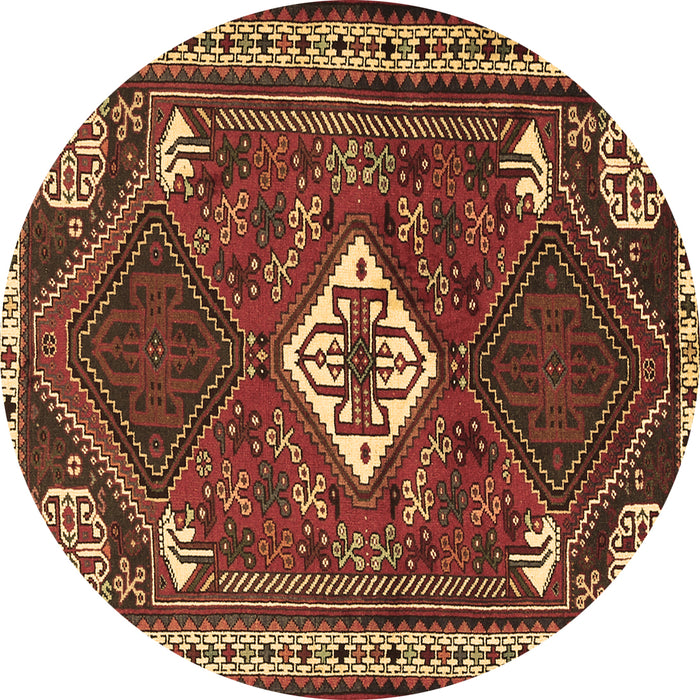 Round Machine Washable Persian Brown Traditional Rug, wshtr2336brn