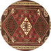 Round Machine Washable Persian Brown Traditional Rug, wshtr2336brn