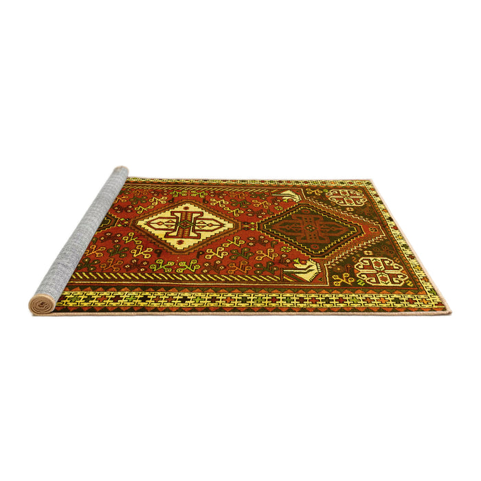 Sideview of Machine Washable Persian Yellow Traditional Rug, wshtr2336yw