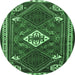 Round Persian Emerald Green Traditional Rug, tr2336emgrn