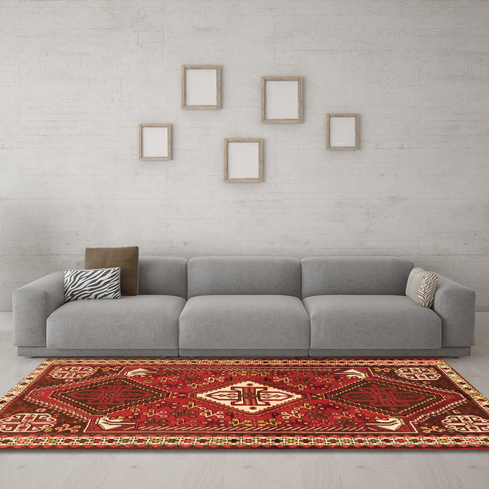 Machine Washable Persian Orange Traditional Area Rugs in a Living Room, wshtr2336org