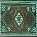 Square Machine Washable Persian Turquoise Traditional Area Rugs, wshtr2336turq