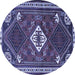 Round Persian Blue Traditional Rug, tr2336blu
