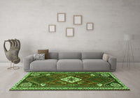 Machine Washable Persian Green Traditional Rug, wshtr2336grn