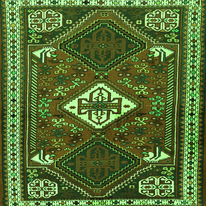 Round Machine Washable Persian Green Traditional Area Rugs, wshtr2336grn