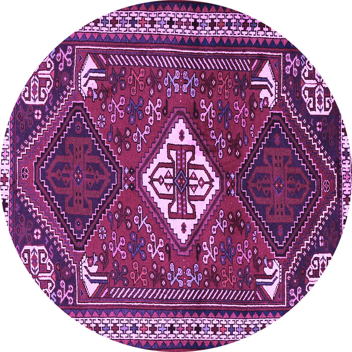 Round Machine Washable Persian Purple Traditional Area Rugs, wshtr2336pur