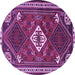 Round Machine Washable Persian Purple Traditional Area Rugs, wshtr2336pur